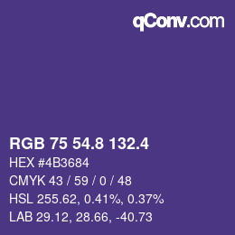 カラーコード: RGB 75 54.8 132.4 | qconv.com