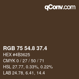 カラーコード: RGB 75 54.8 37.4 | qconv.com