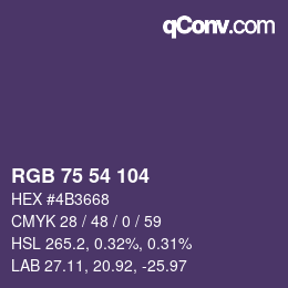 颜色代码: RGB 75 54 104 | qconv.com