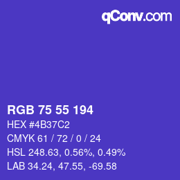 Color code: RGB 75 55 194 | qconv.com