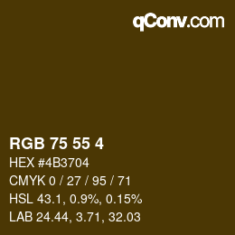 Color code: RGB 75 55 4 | qconv.com
