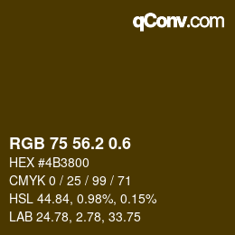 カラーコード: RGB 75 56.2 0.6 | qconv.com