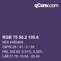 カラーコード: RGB 75 56.2 105.6 | qconv.com
