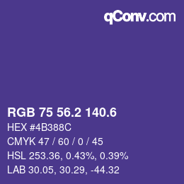 カラーコード: RGB 75 56.2 140.6 | qconv.com