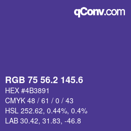 カラーコード: RGB 75 56.2 145.6 | qconv.com