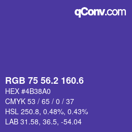 カラーコード: RGB 75 56.2 160.6 | qconv.com