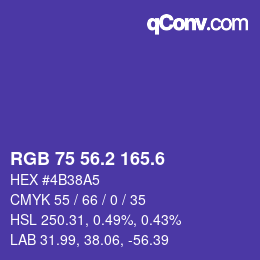 カラーコード: RGB 75 56.2 165.6 | qconv.com
