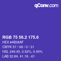 カラーコード: RGB 75 56.2 175.6 | qconv.com