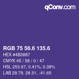 カラーコード: RGB 75 56.6 135.6 | qconv.com