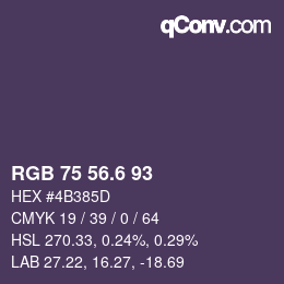 カラーコード: RGB 75 56.6 93 | qconv.com