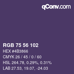 Farbcode: RGB 75 56 102 | qconv.com