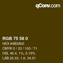 颜色代码: RGB 75 58 0 | qconv.com