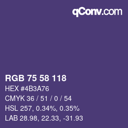 颜色代码: RGB 75 58 118 | qconv.com