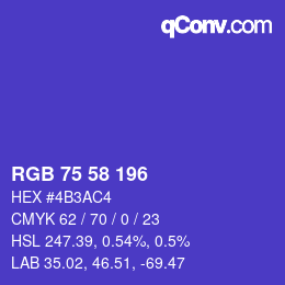 Color code: RGB 75 58 196 | qconv.com