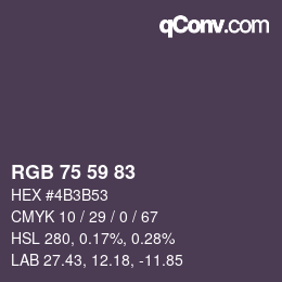 颜色代码: RGB 75 59 83 | qconv.com