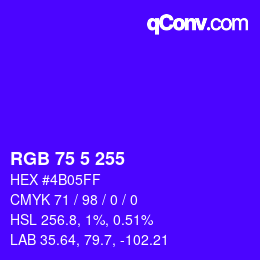 Color code: RGB 75 5 255 | qconv.com