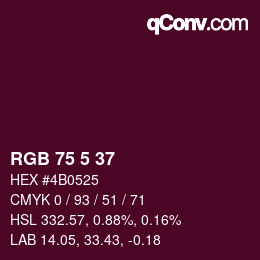 カラーコード: RGB 75 5 37 | qconv.com