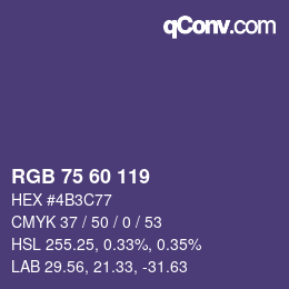 颜色代码: RGB 75 60 119 | qconv.com