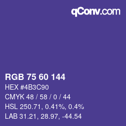 颜色代码: RGB 75 60 144 | qconv.com