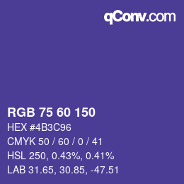 颜色代码: RGB 75 60 150 | qconv.com