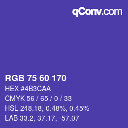 颜色代码: RGB 75 60 170 | qconv.com