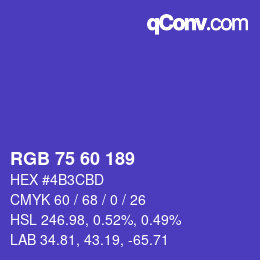カラーコード: RGB 75 60 189 | qconv.com