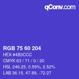 カラーコード: RGB 75 60 204 | qconv.com