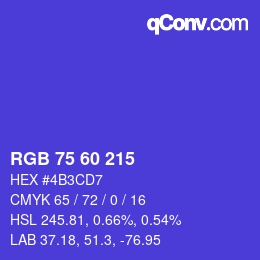 カラーコード: RGB 75 60 215 | qconv.com