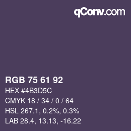 颜色代码: RGB 75 61 92 | qconv.com