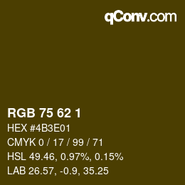 カラーコード: RGB 75 62 1 | qconv.com