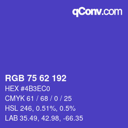 Color code: RGB 75 62 192 | qconv.com