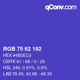 Color code: RGB 75 62 192 | qconv.com