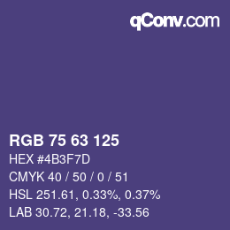 Color code: RGB 75 63 125 | qconv.com