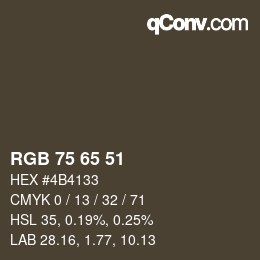 Color code: RGB 75 65 51 | qconv.com