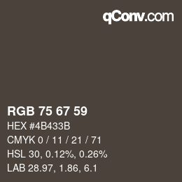 Farbcode: RGB 75 67 59 | qconv.com