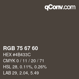 Código de color: RGB 75 67 60 | qconv.com