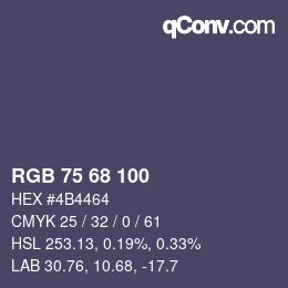 颜色代码: RGB 75 68 100 | qconv.com