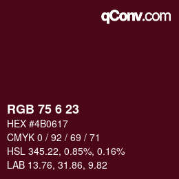 Color code: RGB 75 6 23 | qconv.com