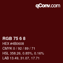 カラーコード: RGB 75 6 8 | qconv.com
