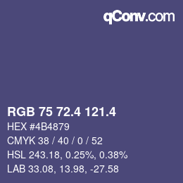 カラーコード: RGB 75 72.4 121.4 | qconv.com