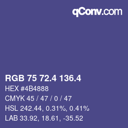 カラーコード: RGB 75 72.4 136.4 | qconv.com