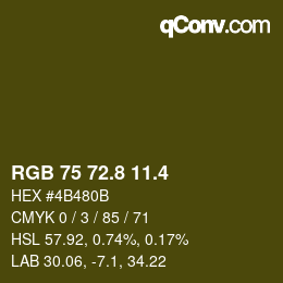 カラーコード: RGB 75 72.8 11.4 | qconv.com