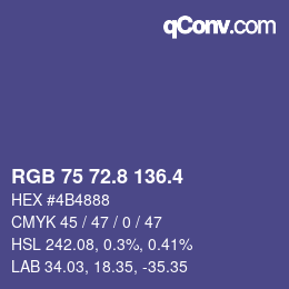 カラーコード: RGB 75 72.8 136.4 | qconv.com