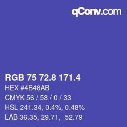 カラーコード: RGB 75 72.8 171.4 | qconv.com