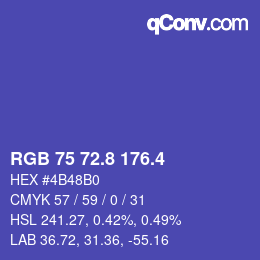 カラーコード: RGB 75 72.8 176.4 | qconv.com