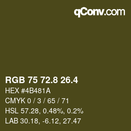 カラーコード: RGB 75 72.8 26.4 | qconv.com