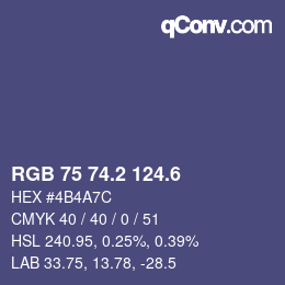 カラーコード: RGB 75 74.2 124.6 | qconv.com