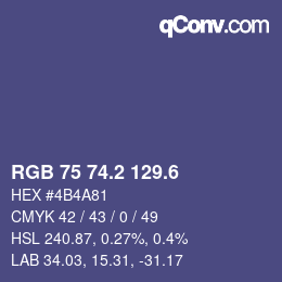 カラーコード: RGB 75 74.2 129.6 | qconv.com