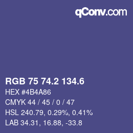 カラーコード: RGB 75 74.2 134.6 | qconv.com