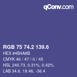 カラーコード: RGB 75 74.2 139.6 | qconv.com